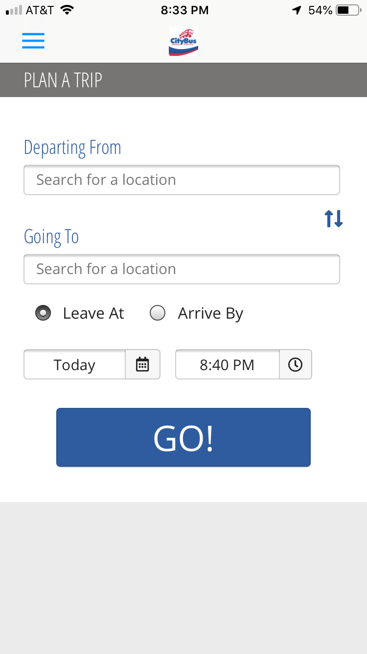 bus schedule screenshot