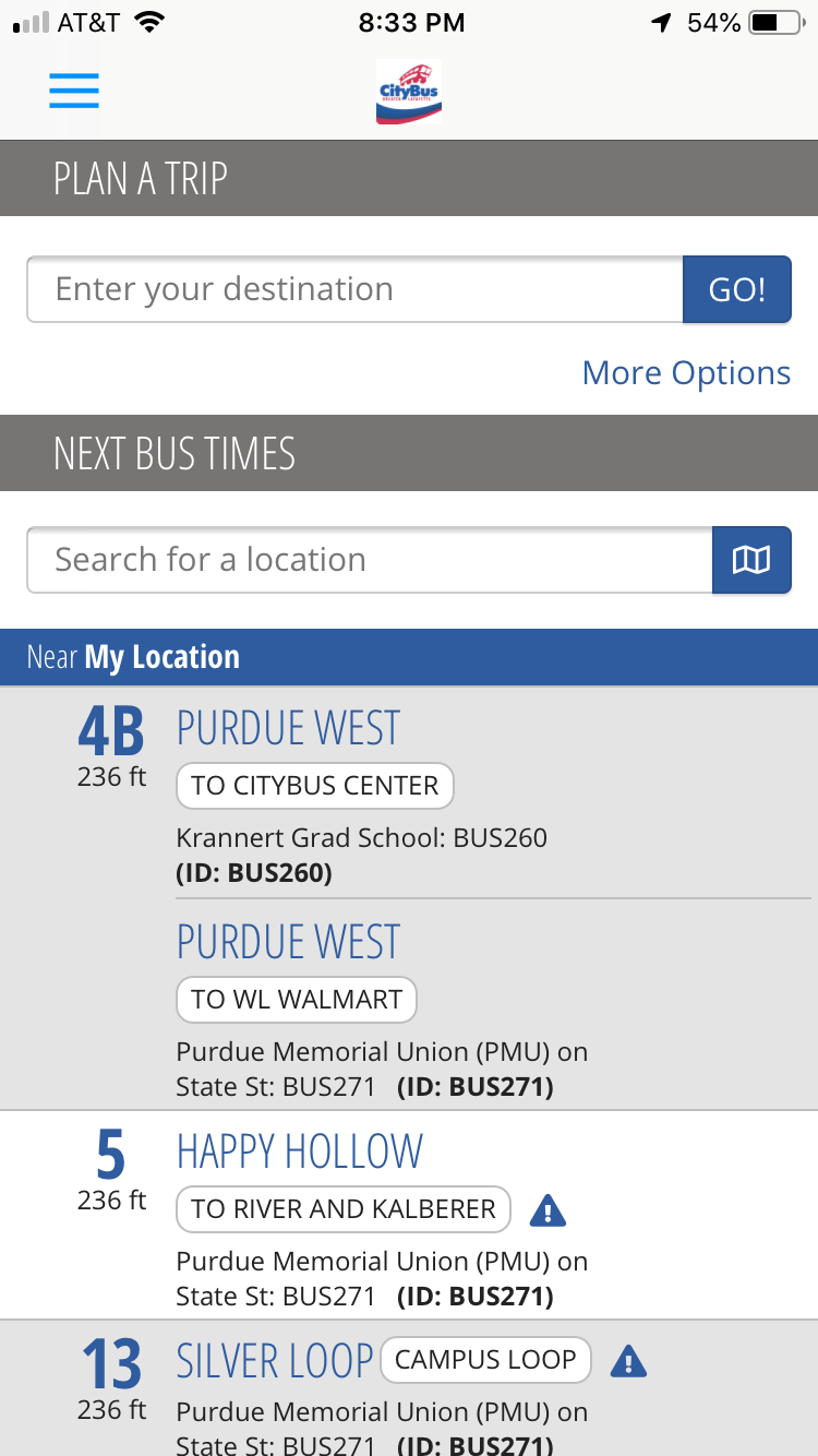 bus running time screenshot